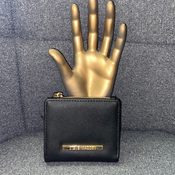 Steve Madden Handbags - Steve Madden Women's French Smooth Black Wallet w/ Gold tone Embellishment